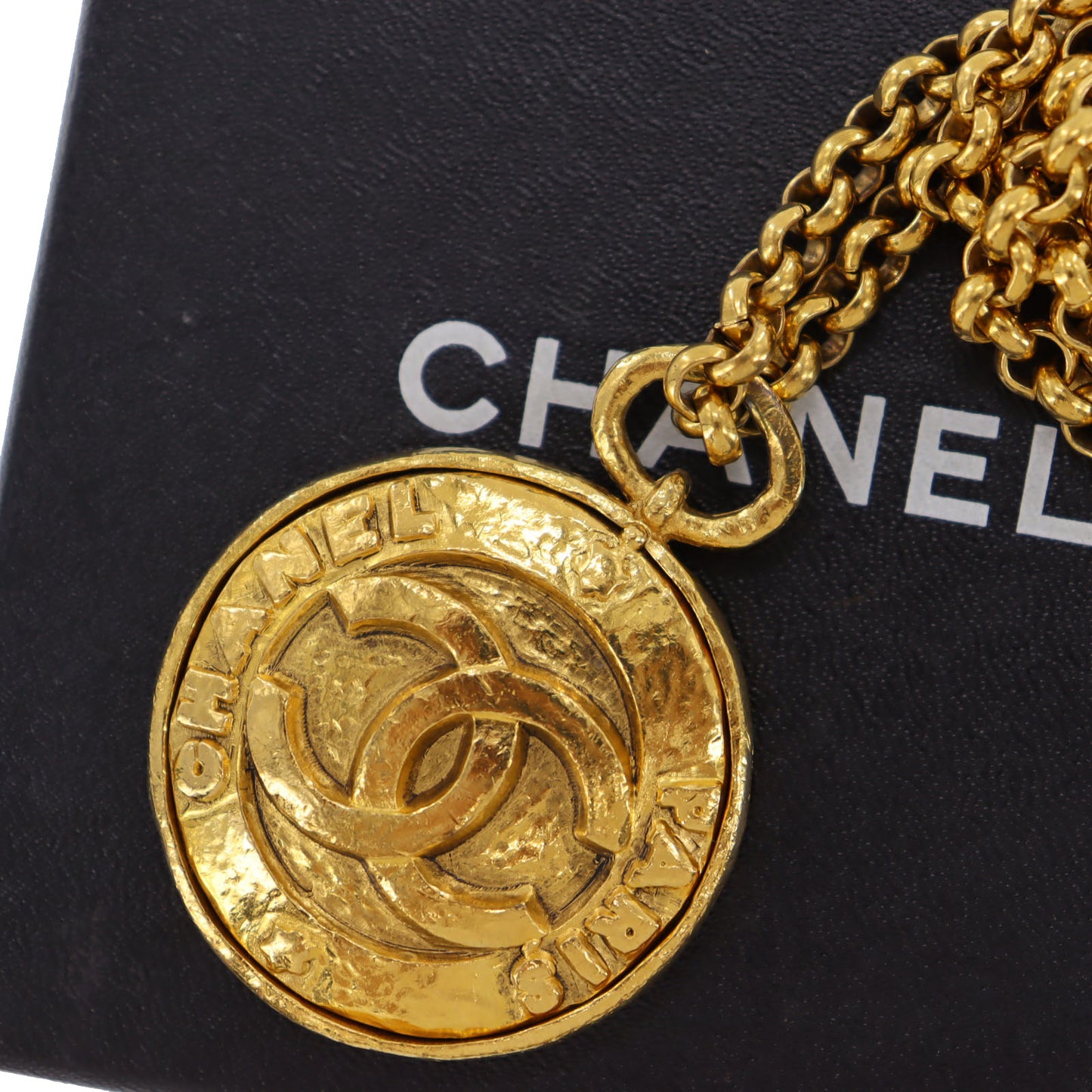 CHANEL CC Logos Circle Gold Plated Chain 28 Necklace #AG176