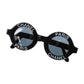 CHANEL Logos Sunglasses Black Round Eye Wear #CN540