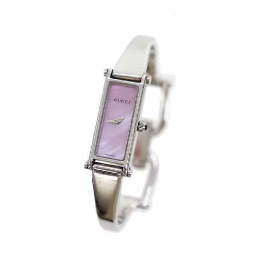 Gucci 1500L Bangle Watch Silver Pink Stainless Steel #CF507