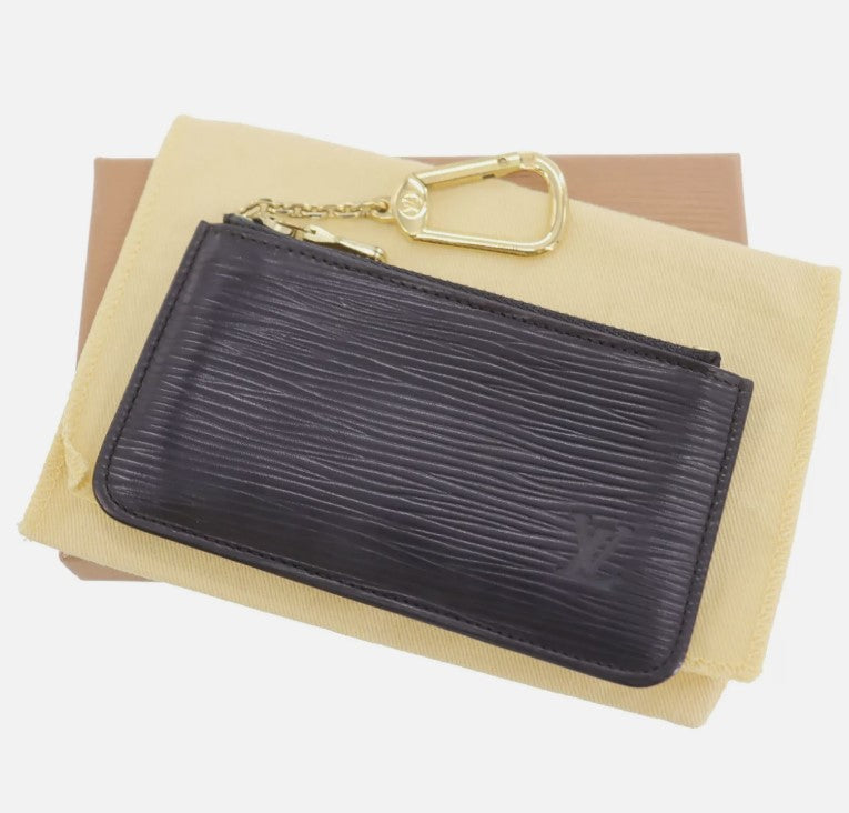 LOUIS VUITTON LV Pochette Cles Used Coin Purse Epi Leather Black M63802 #EA251 S