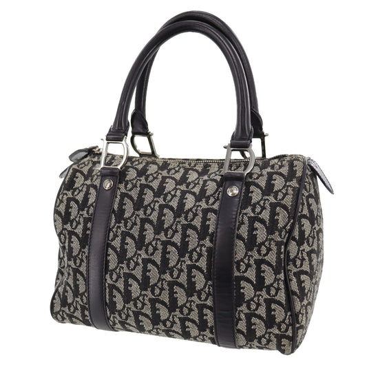 Christian Dior Trotter Boston Handbag Black Canvas #BO844