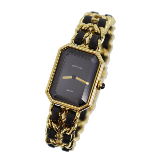CHANEL Premiere Discontinued Wristwatches M Gold Black Quartz #BR327