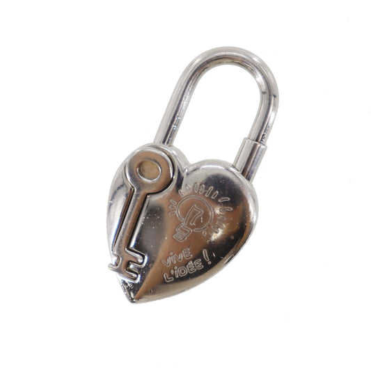 HERMES Cadena Padlock Used Fantasy Heart 2004 Silver-Plated Vintage #CY159