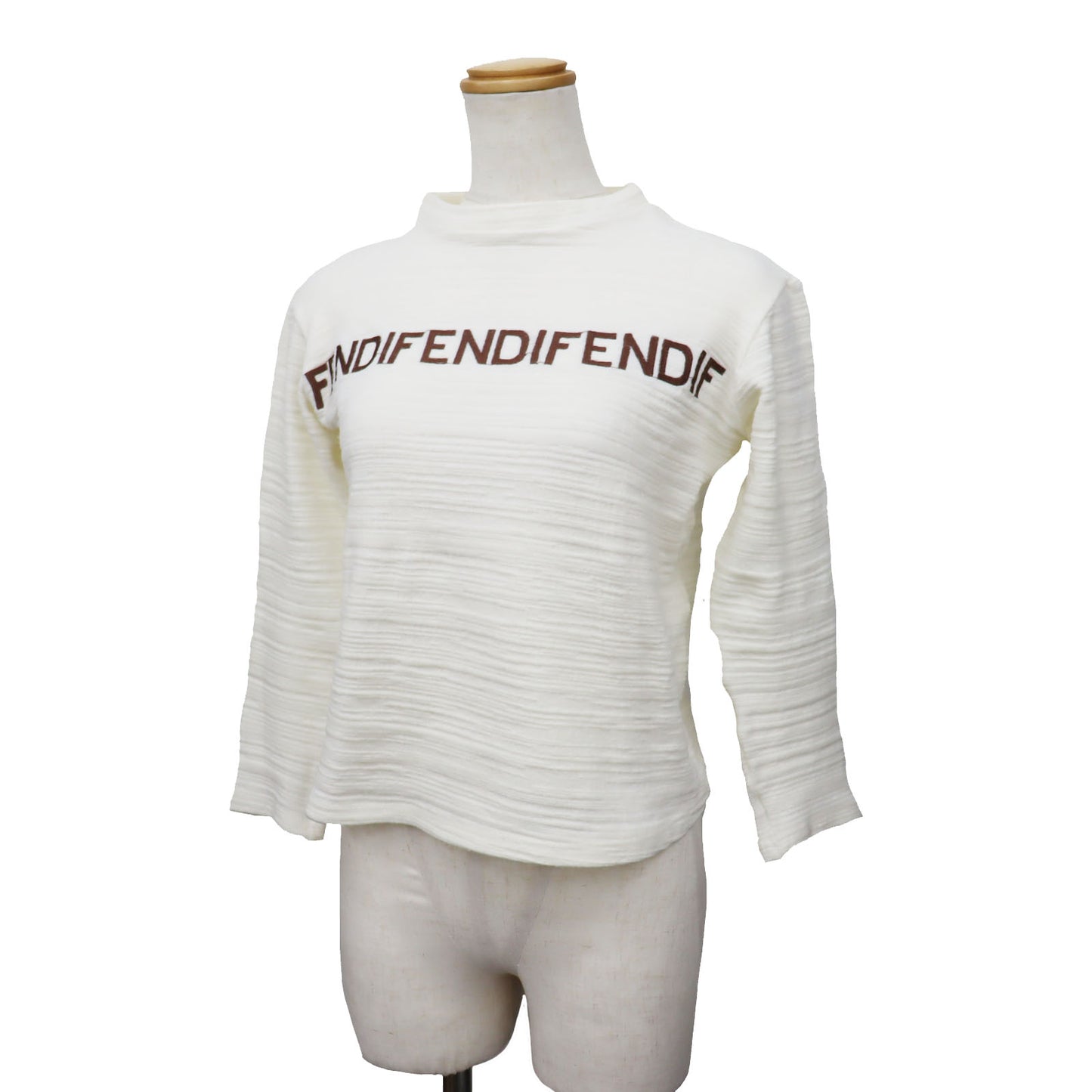 FENDI Used Logos Top White Cotton Spandex Size 24 #AG825