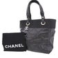 CHANEL Paris Biarritz Handbag Black Leather Italy Vintage #BO252