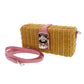 MIU MIU Shoulder Bag Brown Pink Rattan Leather #CA507