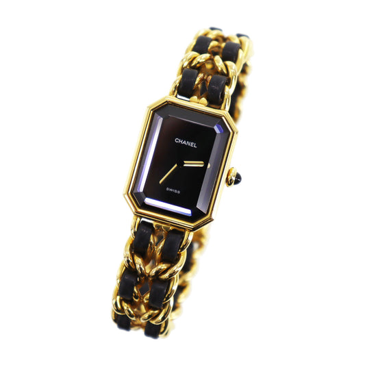 CHANEL Premiere Discontinued Wristwatches M Gold Black Quartz #CL79