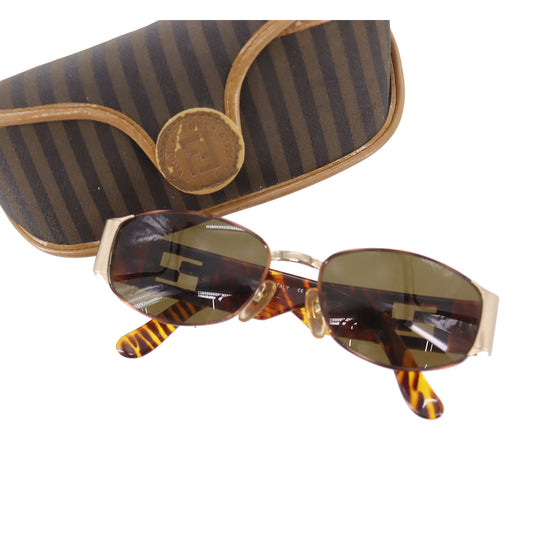 FENDI Used Sunglasses Brown Eye Wear Vintage Italy #DA838