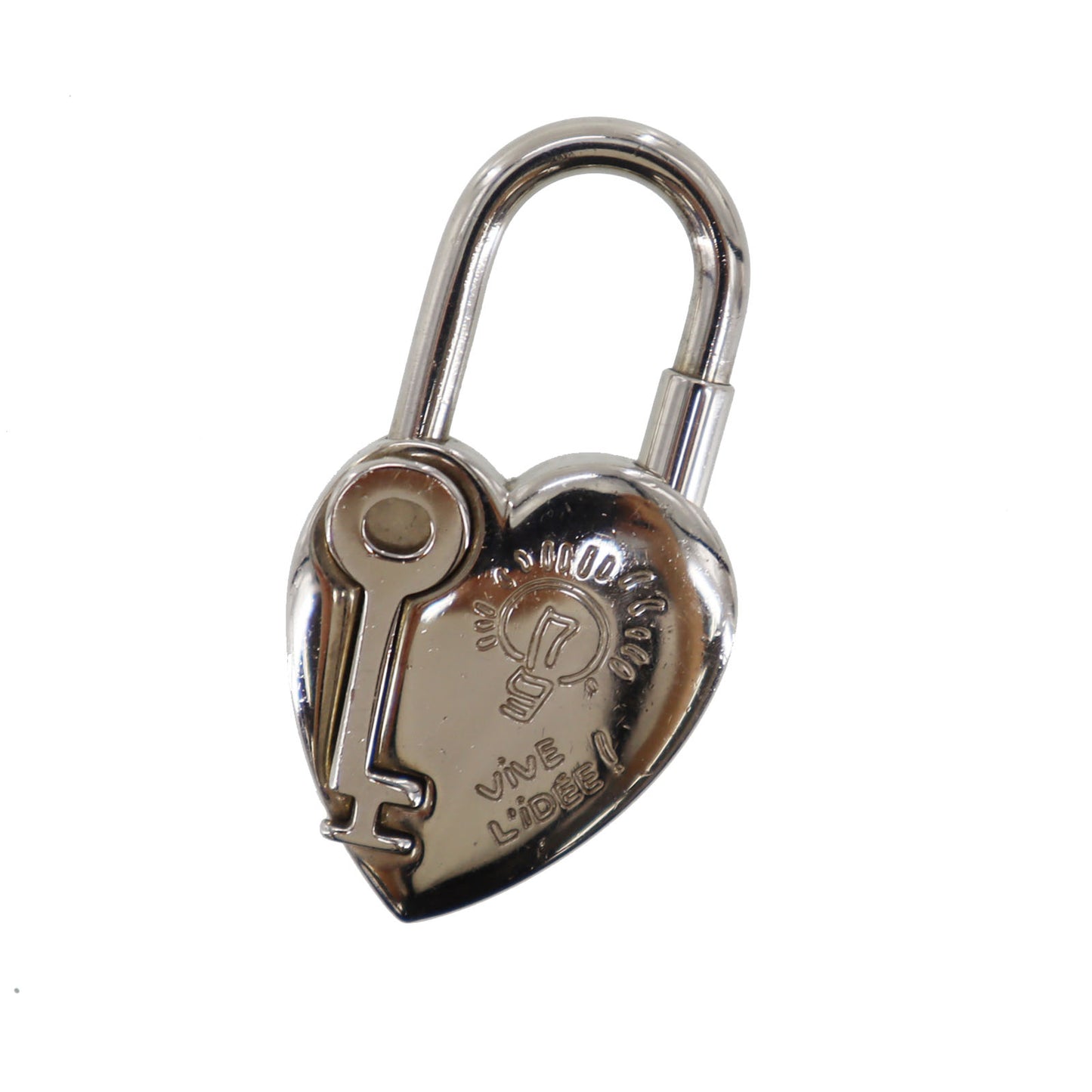 HERMES Cadena Padlock Used Fantasy Heart 2004 Silver-Plated Vintage #CY158