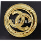 CHANEL CC Logos Round Pin Brooch Gold Plated 94 P #CD728