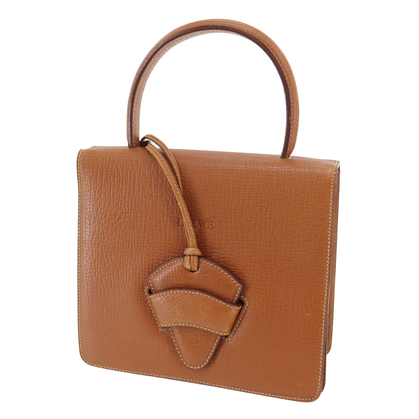 LOEWE Barcelona Handbag Brown Embossing Leather #AH247