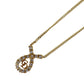 Christian Dior CD Logo Chain Necklace Rhinestone Gold-Plated #BO678