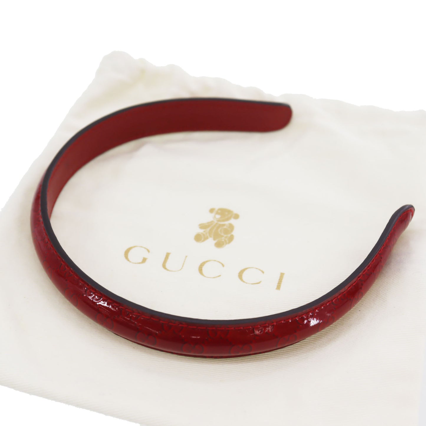 GUCCI Headband Hair Accessory Red Patent Leather #EA252