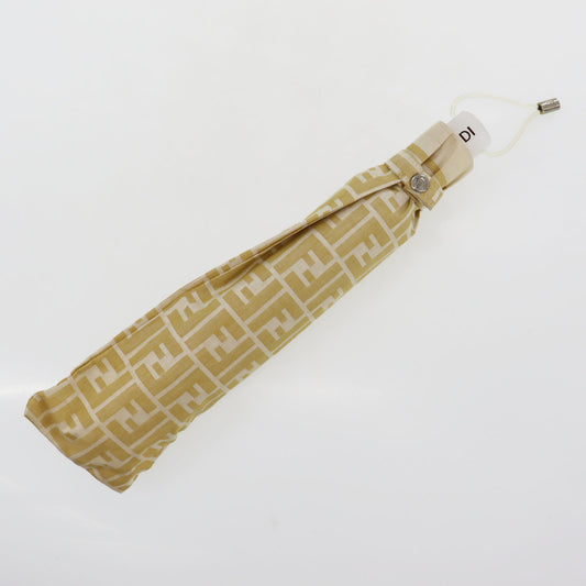 FENDI Zucca Used Folding Umbrella Beige Nylon Vintage #EA473