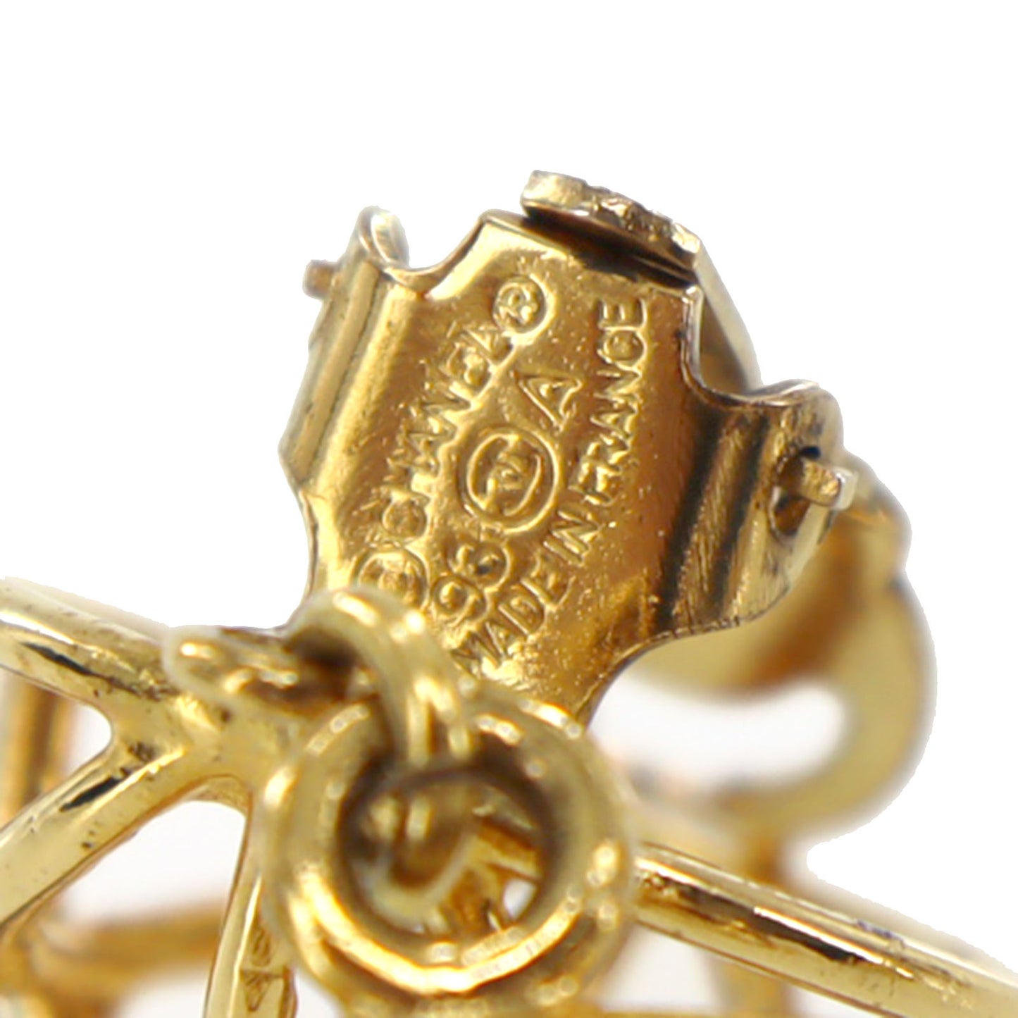 CHANEL CC Logo Earrings Gold Clip-On 93 A  #BU537