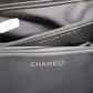 CHANEL Bicolore Handbag Vanity Black Lambskin Leather #AH589