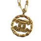 CHANEL CC Logos Circle Necklace Stone Gold 3438 #CG198