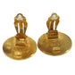 CHANEL CC Logos Circle Earrings Gold Clip-On 94P #CG502