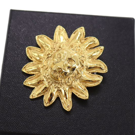 CHANEL CC Lion Motif Pin Brooch Gold Plated #CG985