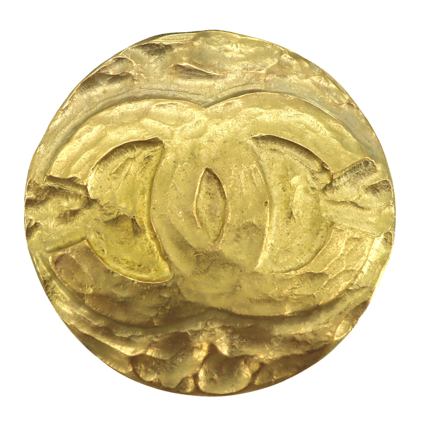 CHANEL CC Logos Circle Pin Brooch Gold Plated 95P #CD658