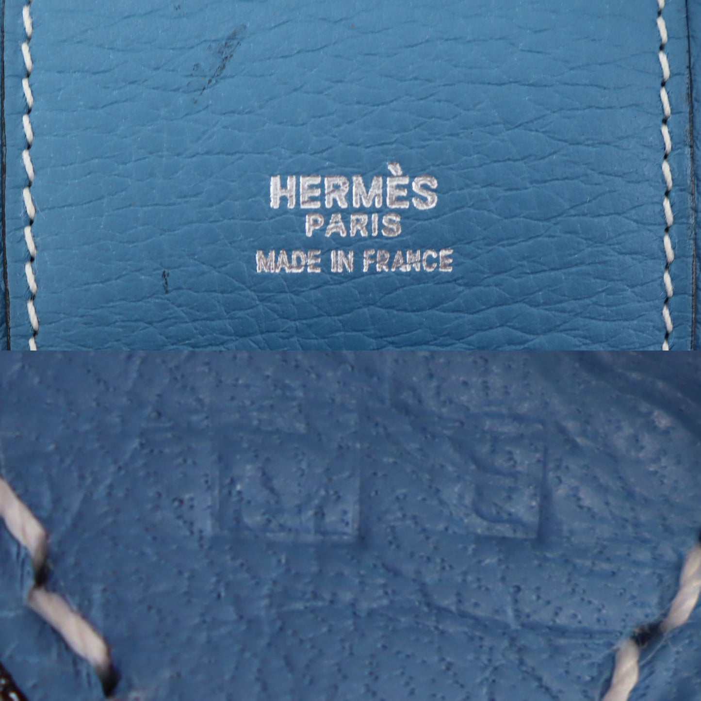 HERMES Inter City HandBag Cosmetic Box Blue Taurillon Clemence #BU382