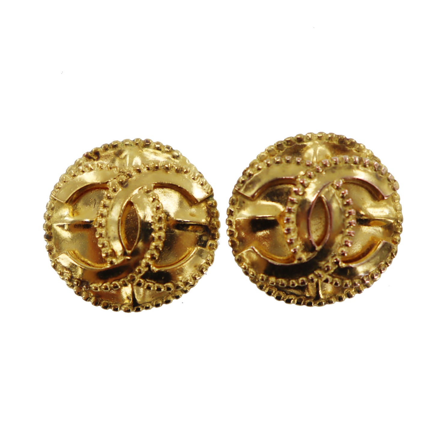 CHANEL CC Logos Gold Clip-On Circle 97A Earrings #BS583