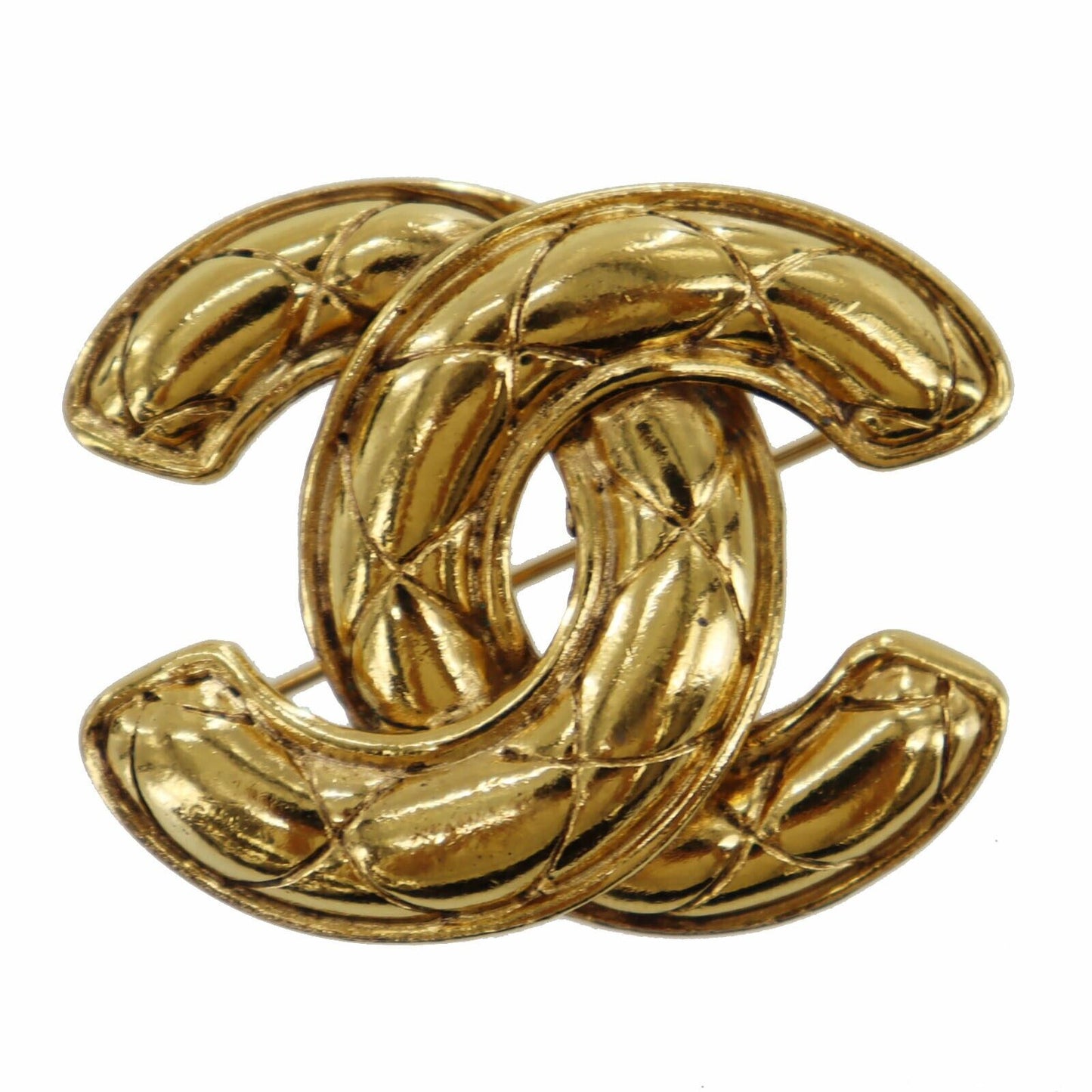 CHANEL CC Logos Pin Brooch Gold Plated Frnce #AH131