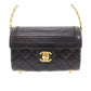 CHANEL Used Flap Mini Handbag Black Lambskin Leather #CY875