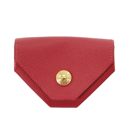 HERMES Revan Cattle Coin Compar Coin Purse Red Leather #CP947