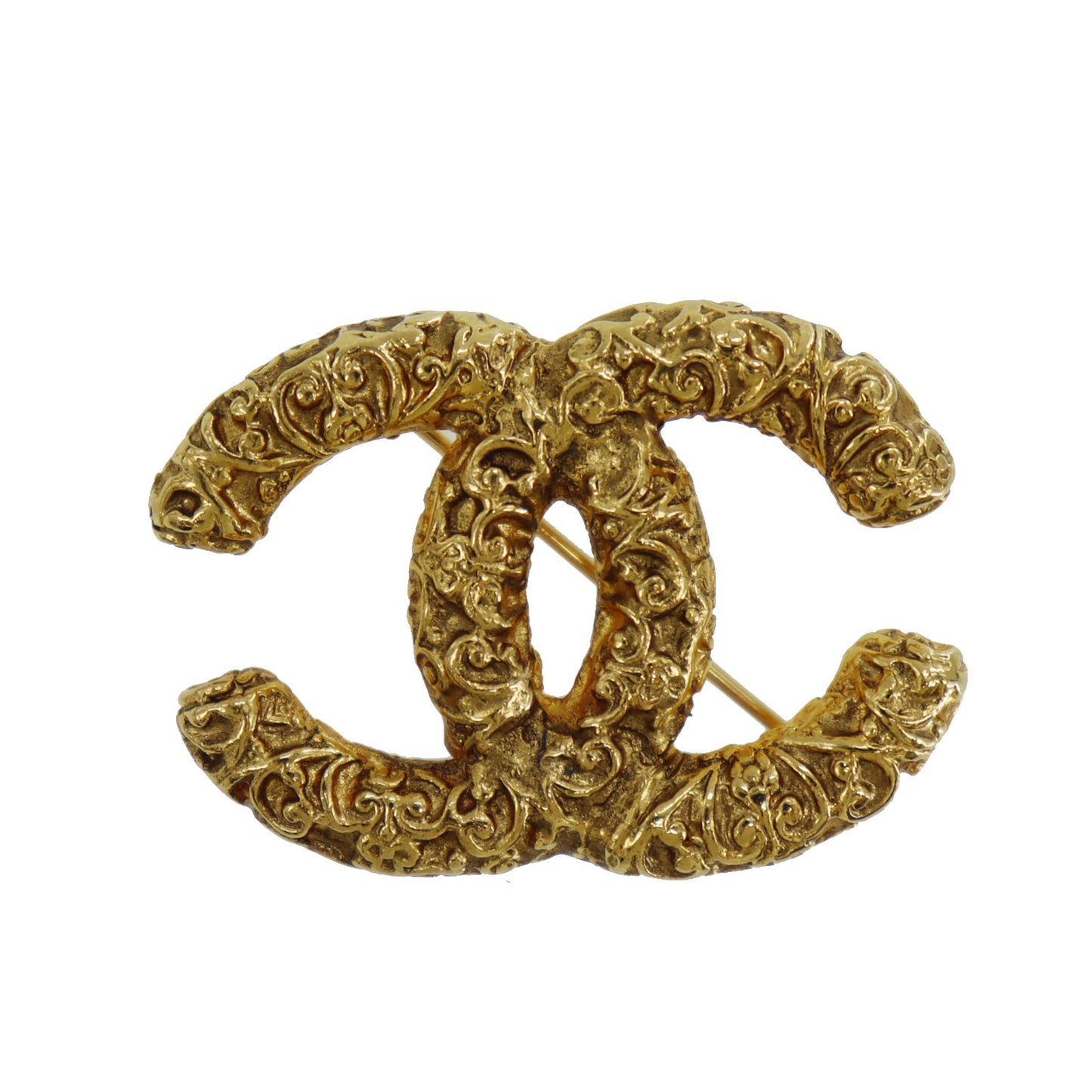 CHANEL CC Logos Pin Brooch Gold Plated 93A #CN507