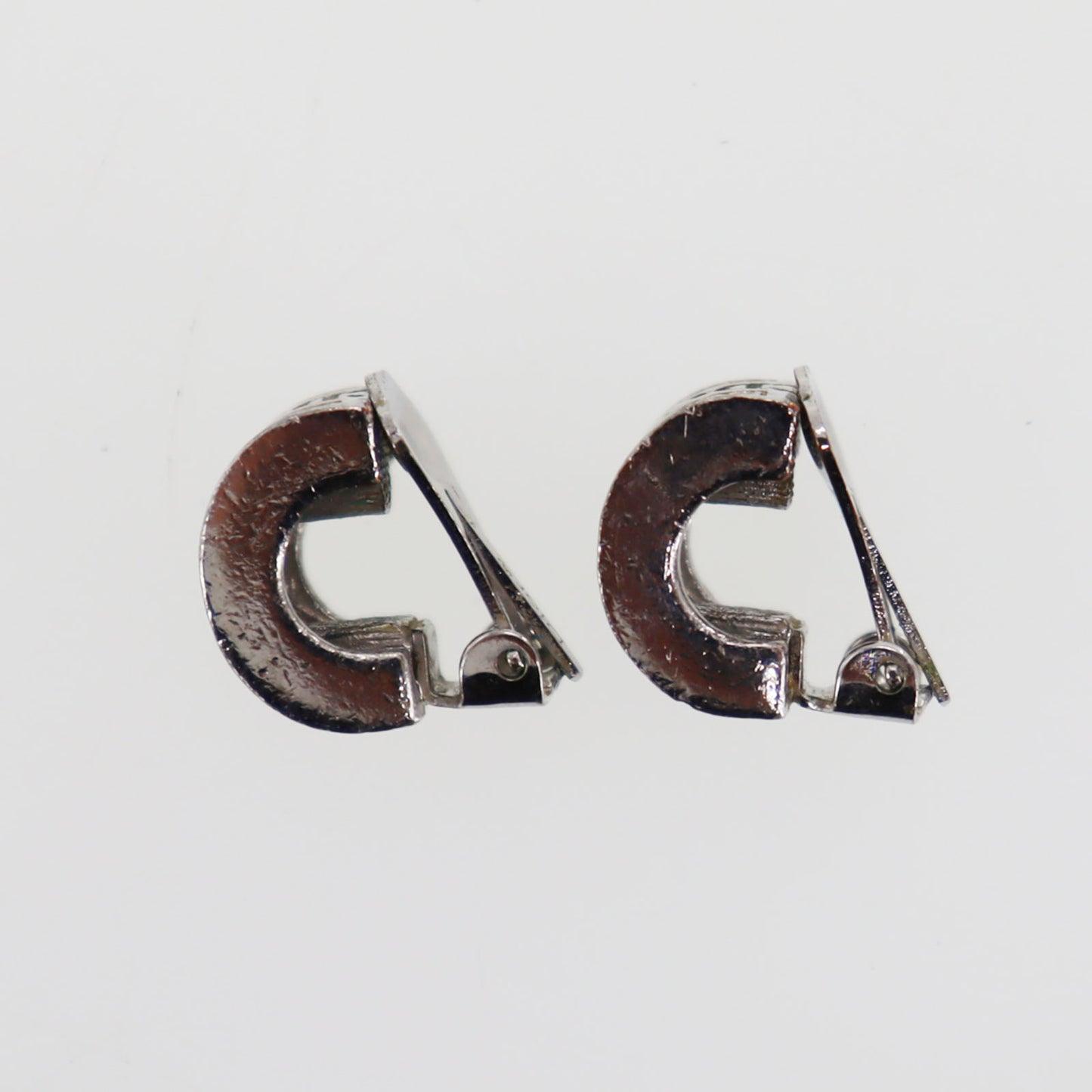 Christian Dior CD Logos Rhinestone Earrings Silver Plated #CD335