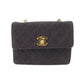 CHANEL Mini Matelasse Used Shoulder Bag Black Canvas Vintage #CN499