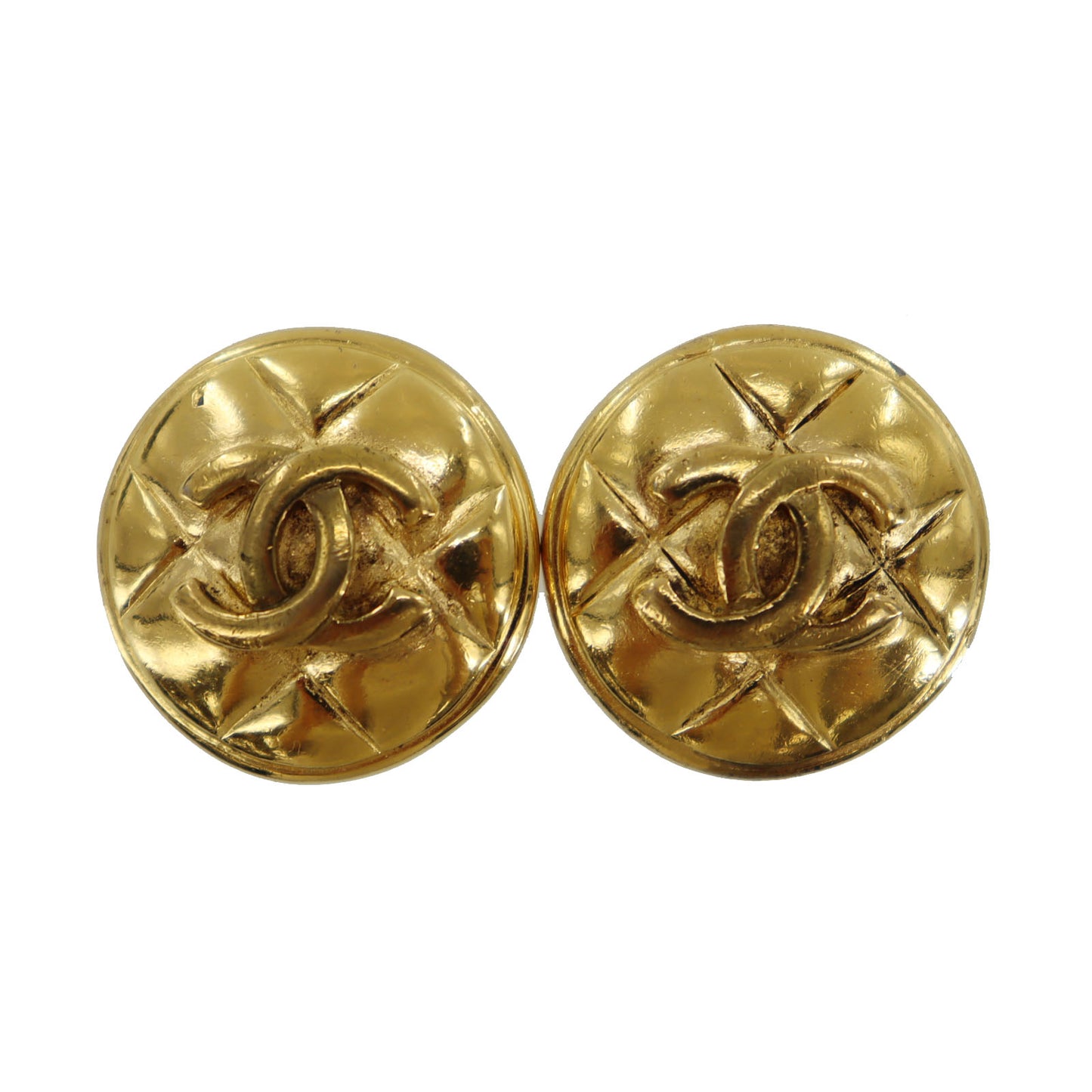 CHANEL CC Logos Earrings Gold Clip-On #BT446