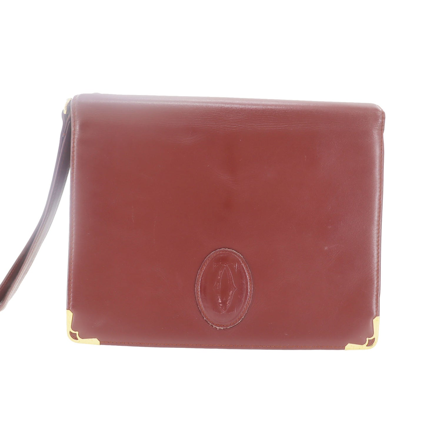 Cartier Must Line Logos Clutch Bag Bordeaux Leather #AH227