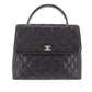 CHANEL CC Used Handbag Black Caviar Skin Leather #CE208