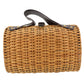 FENDI Rattan Basket Bag cylindrical Handbag Brown Leather #AG644