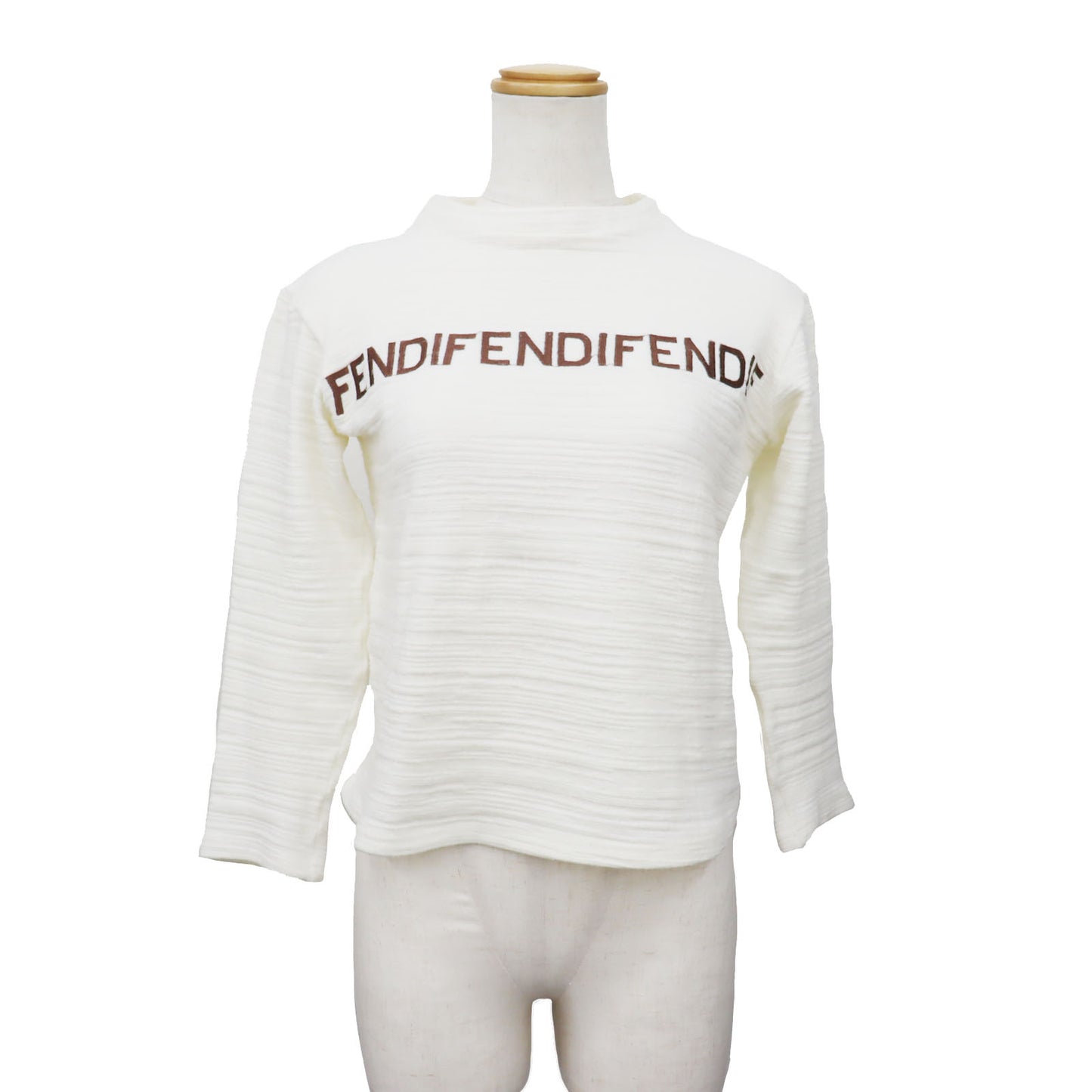 FENDI Used Logos Top White Cotton Spandex Size 24 #AG825