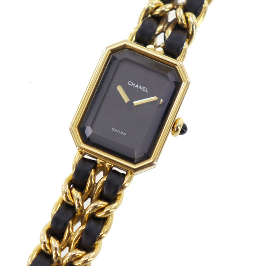 CHANEL Premiere Discontinued Wristwatches M Gold Black Quartz #BQ209