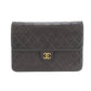 CHANEL Matelasse Used Shoulder Bag Black Lambskin Leather #CN886