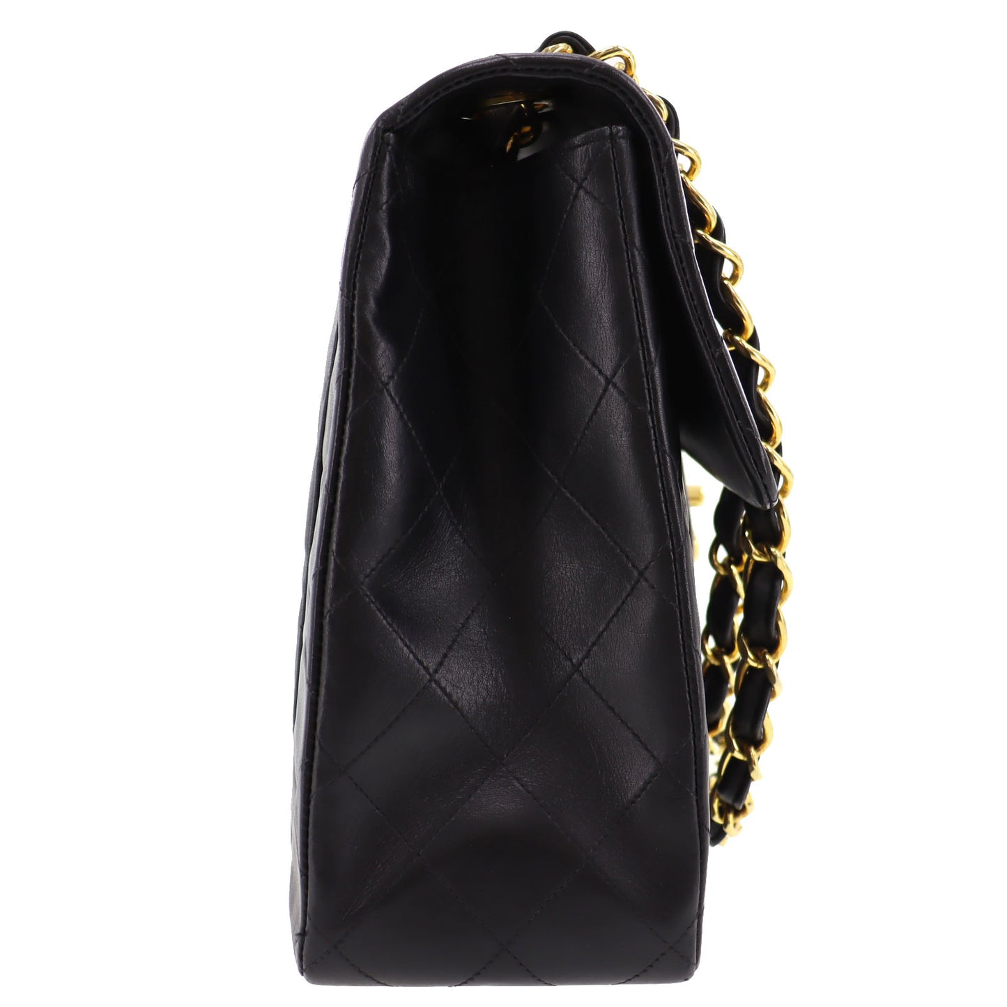 CHANEL Matelasse 34 Chain Shoulder Bag Black Leather #BN323