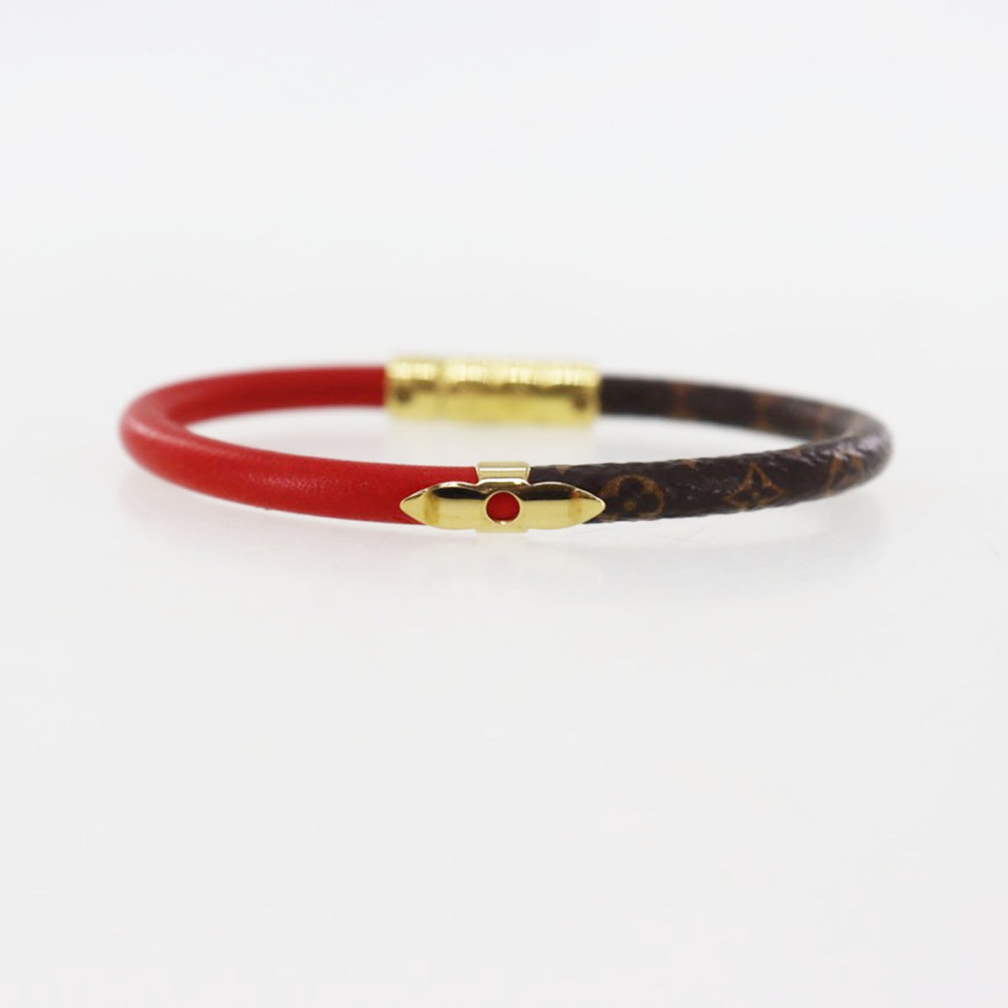 LOUIS VUITTON LV Bracelet Used Monogram Brown Red M6433E #DA827