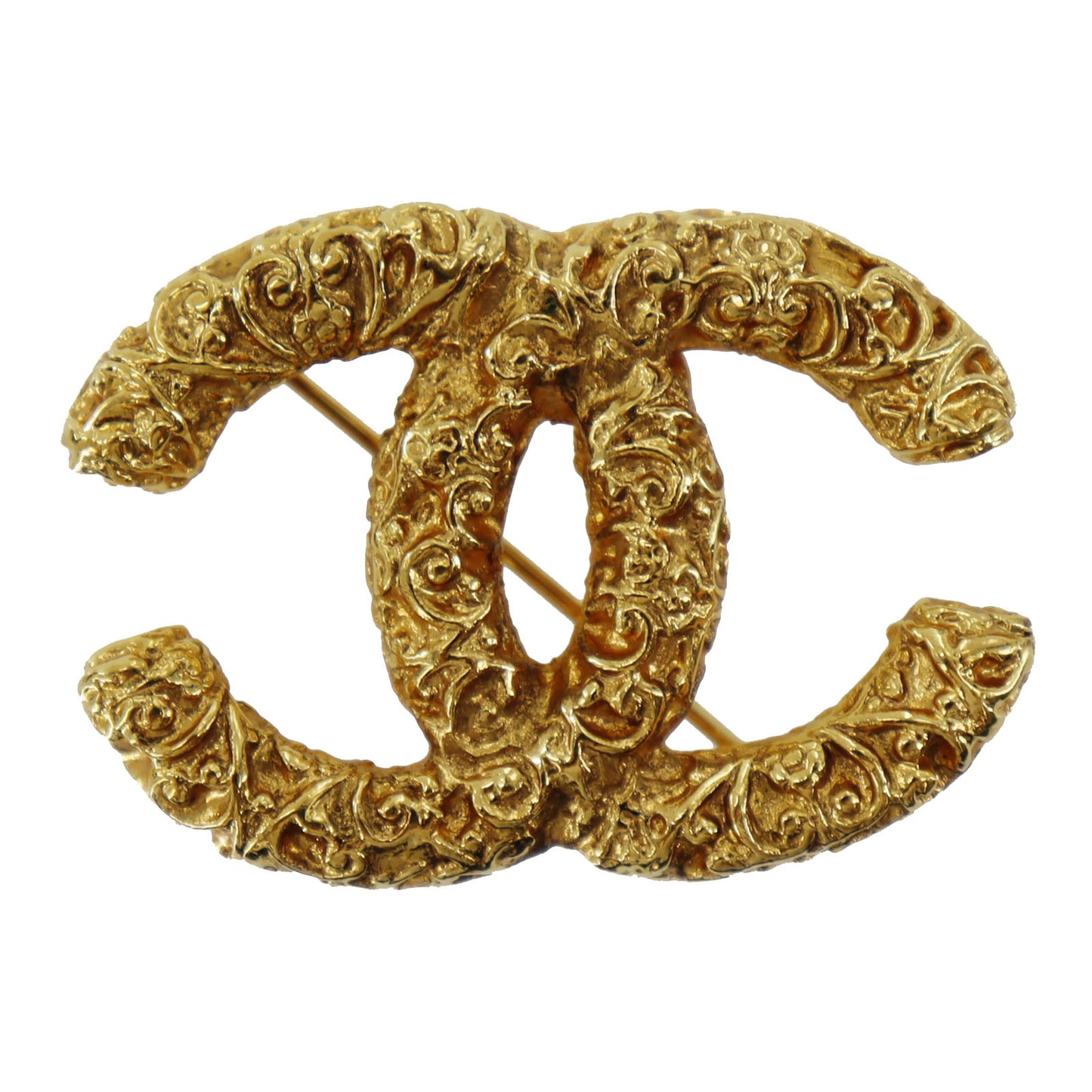 CHANEL CC Logos Pin Brooch Gold Plated #AG190