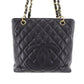 CHANEL Tote Handbag Black Caviar Skin Leather #CO81