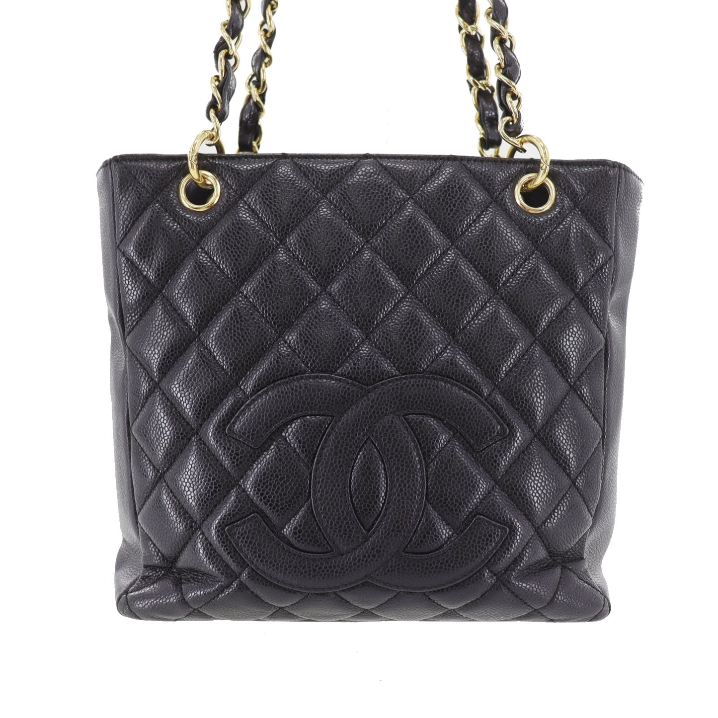 CHANEL Tote Handbag Black Caviar Skin Leather #CO81