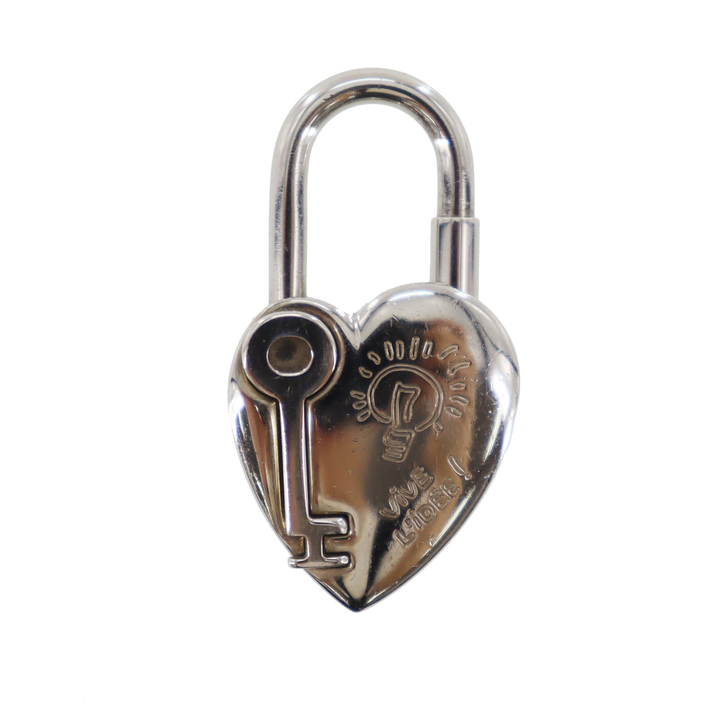 HERMES Cadena Padlock Used Fantasy Heart 2004 Silver-Plated Vintage #CY158