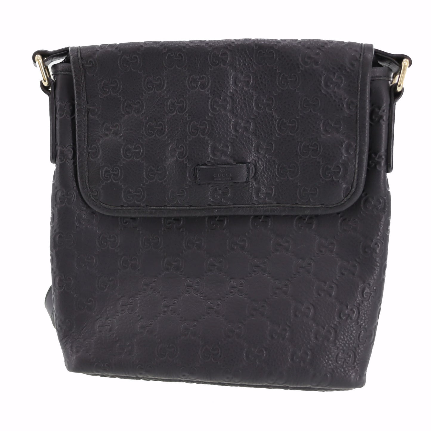 GUCCI Shima Shoulder Bag Black Leather #BS113