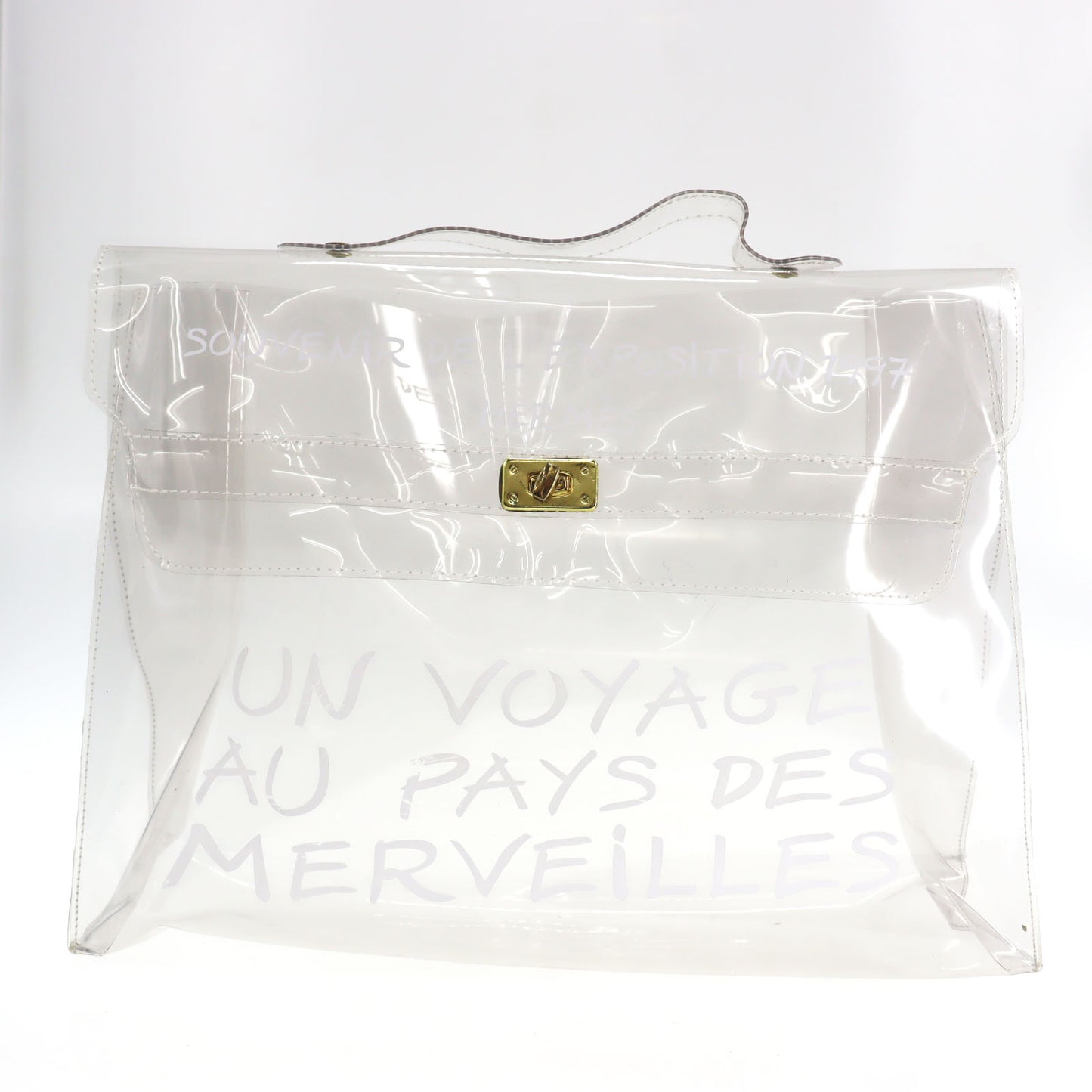 HERMES Vinyl Kelly 40 Handbag Clear L'exposition 1997 #CN9