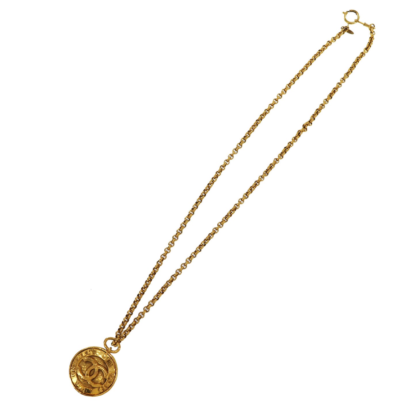 CHANEL CC Logos Circle Gold Plated Chain 28 Necklace #AG176