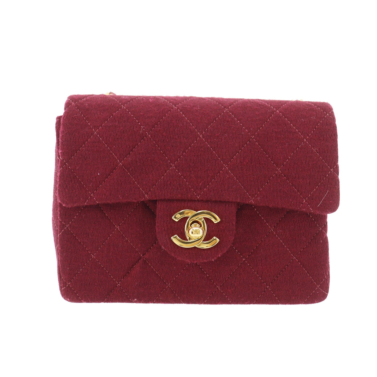 CHANEL Matelasse Shoulder Bag Bordeaux Cotton #CN74