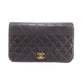 CHANEL Matelasse Used Shoulder Bag Black Lambskin Leather #DA912